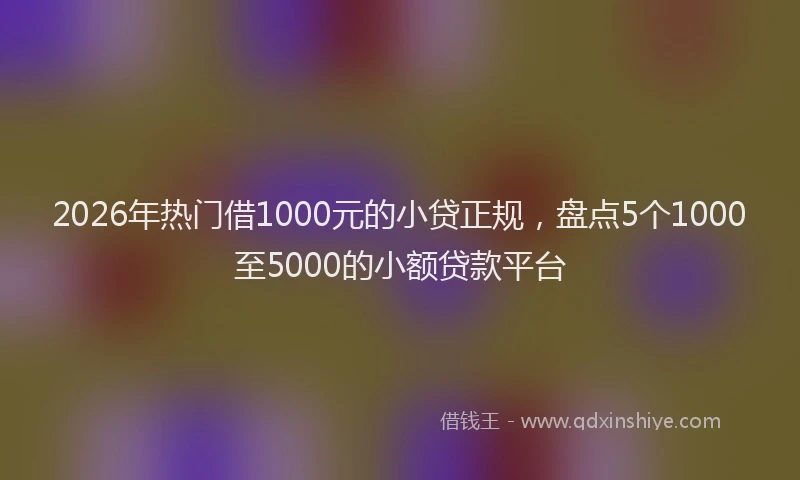 2026年热门借1000元的小贷正规，盘点5个1000至5000的小额贷款平台