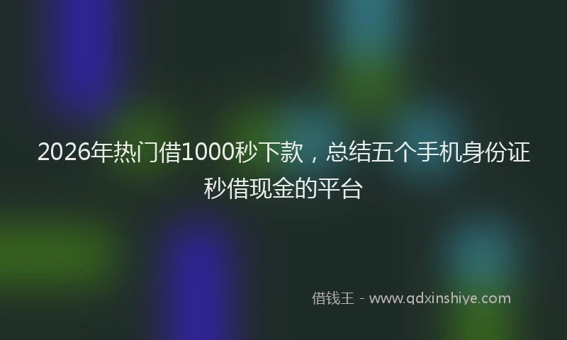 2026年热门借1000秒下款，总结五个手机身份证秒借现金的平台
