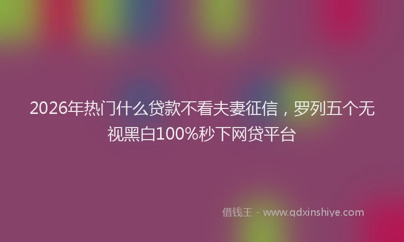 2026年热门什么贷款不看夫妻征信，罗列五个无视黑白100%秒下网贷平台