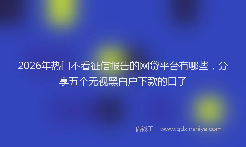2026年热门不看征信报告的网贷平台有哪些，分享五个无视黑白户下款的口子