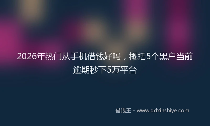 2026年热门从手机借钱好吗，概括5个黑户当前逾期秒下5万平台