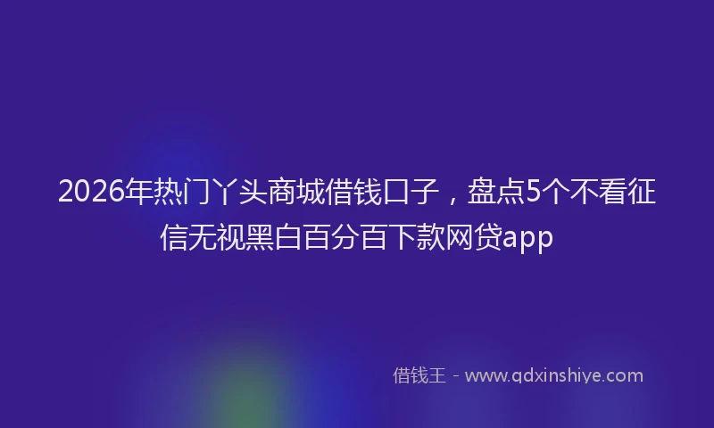 2026年热门丫头商城借钱口子，盘点5个不看征信无视黑白百分百下款网贷app