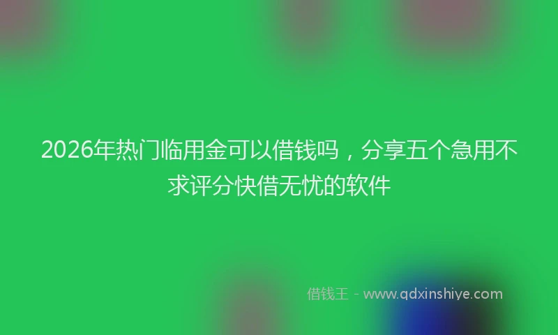 2026年热门临用金可以借钱吗，分享五个急用不求评分快借无忧的软件