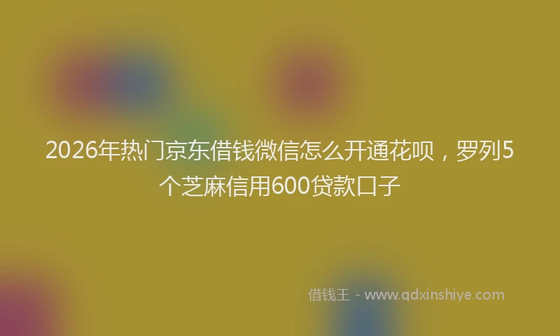 2026年热门京东借钱微信怎么开通花呗，罗列5个芝麻信用600贷款口子