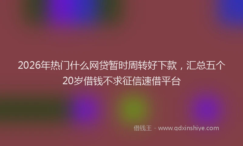 2026年热门什么网贷暂时周转好下款，汇总五个20岁借钱不求征信速借平台