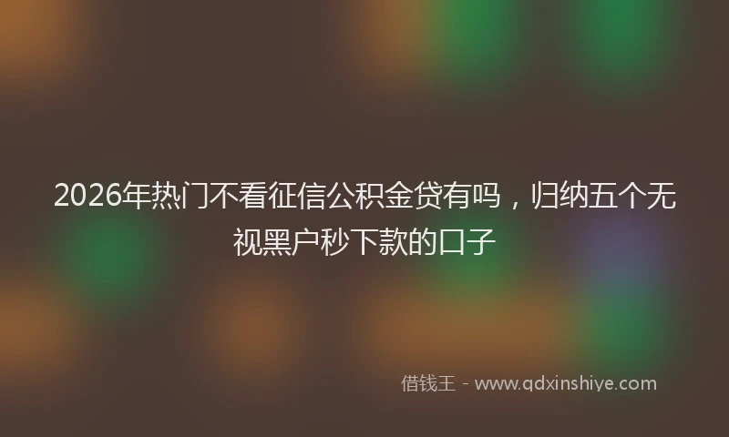 2026年热门不看征信公积金贷有吗，归纳五个无视黑户秒下款的口子