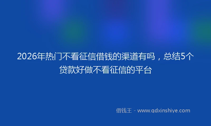 2026年热门不看征信借钱的渠道有吗，总结5个贷款好做不看征信的平台