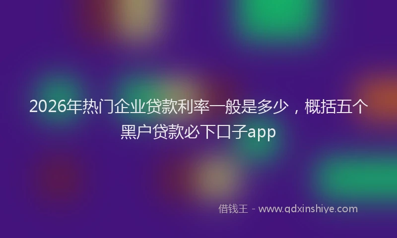 2026年热门企业贷款利率一般是多少，概括五个黑户贷款必下口子app