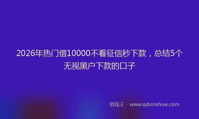 2026年热门借10000不看征信秒下款，总结5个无视黑户下款的口子