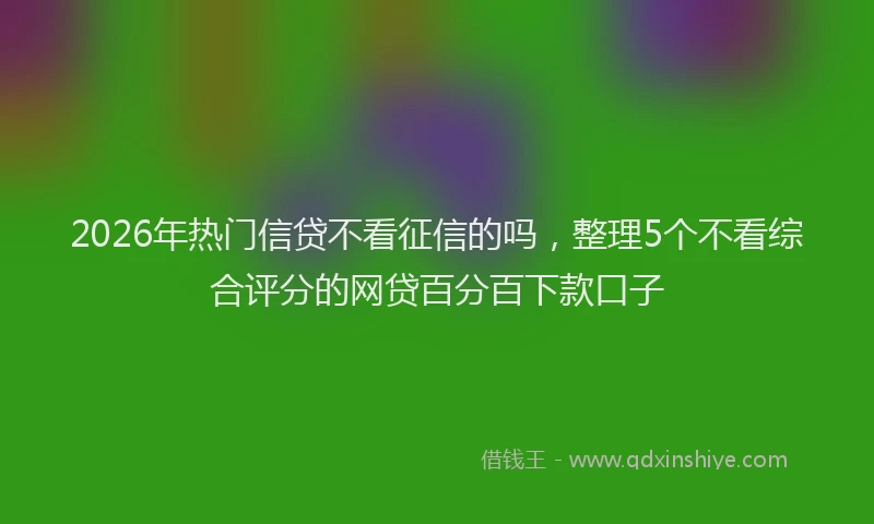 2026年热门信贷不看征信的吗，整理5个不看综合评分的网贷百分百下款口子