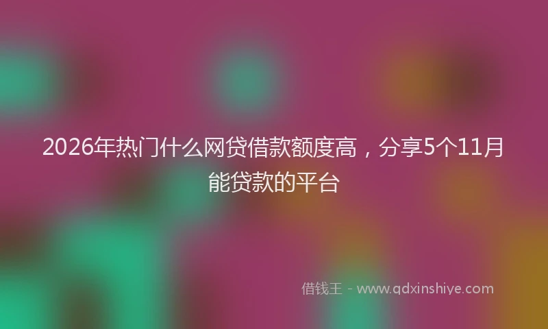 2026年热门什么网贷借款额度高，分享5个11月能贷款的平台