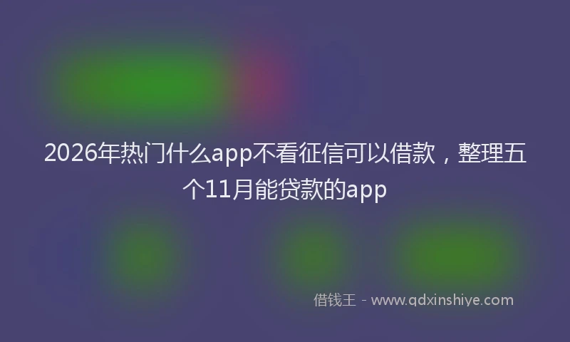 2026年热门什么app不看征信可以借款，整理五个11月能贷款的app