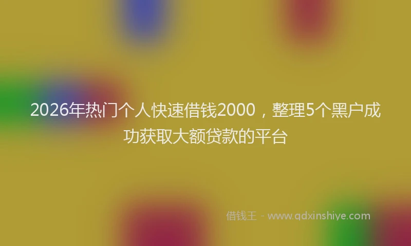 2026年热门个人快速借钱2000，整理5个黑户成功获取大额贷款的平台