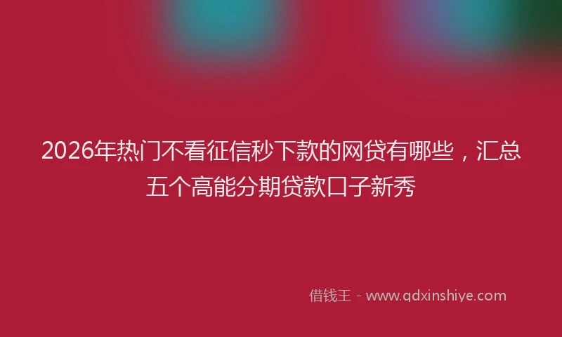2026年热门不看征信秒下款的网贷有哪些，汇总五个高能分期贷款口子新秀
