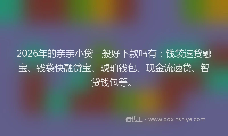 2026年的亲亲小贷一般好下款吗有：钱袋速贷融宝、钱袋快融贷宝、琥珀钱包、现金流速贷、智贷钱包等。