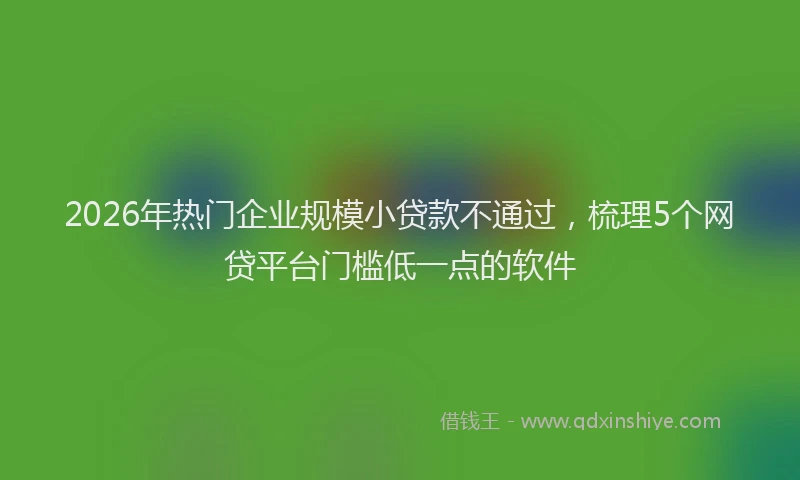 2026年热门企业规模小贷款不通过，梳理5个网贷平台门槛低一点的软件