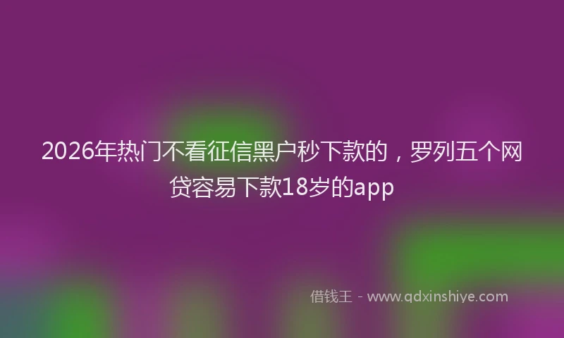 2026年热门不看征信黑户秒下款的，罗列五个网贷容易下款18岁的app