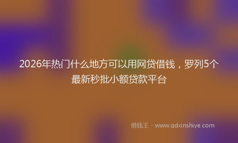 2026年热门什么地方可以用网贷借钱，罗列5个最新秒批小额贷款平台