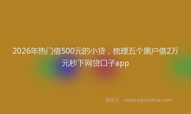 2026年热门借500元的小贷，梳理五个黑户借2万元秒下网贷口子app
