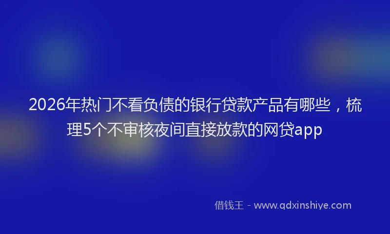 2026年热门不看负债的银行贷款产品有哪些，梳理5个不审核夜间直接放款的网贷app