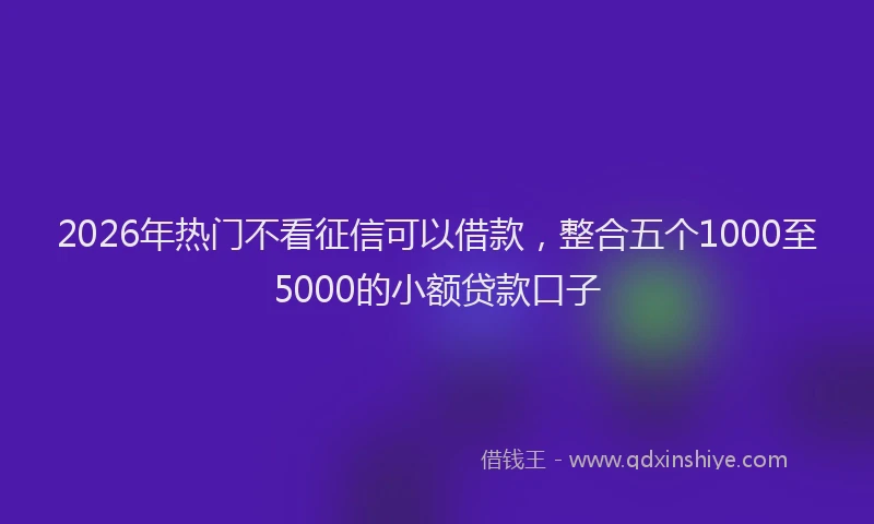 2026年热门不看征信可以借款，整合五个1000至5000的小额贷款口子