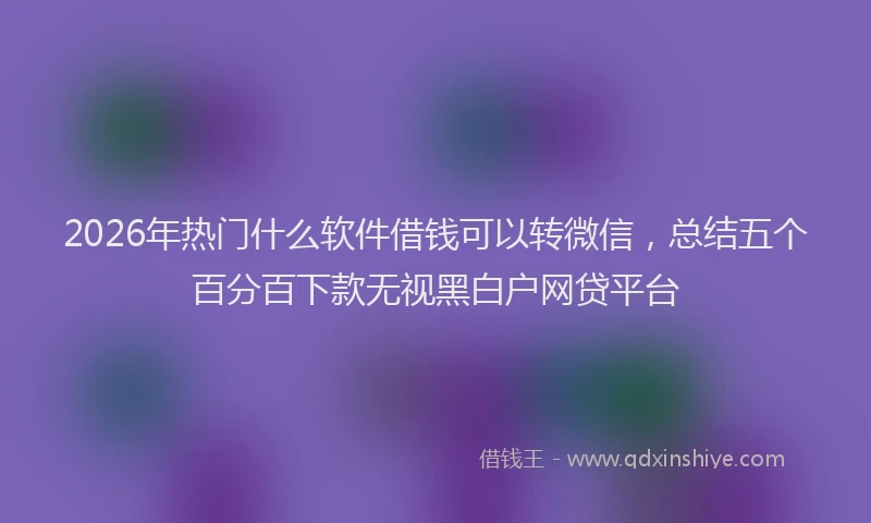 2026年热门什么软件借钱可以转微信，总结五个百分百下款无视黑白户网贷平台