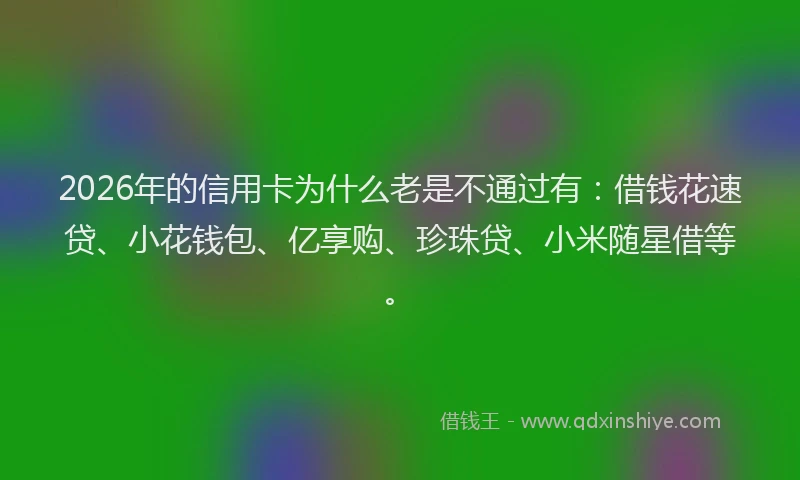 2026年的信用卡为什么老是不通过有：借钱花速贷、小花钱包、亿享购、珍珠贷、小米随星借等。