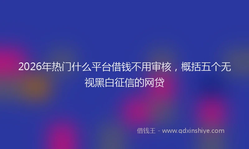 2026年热门什么平台借钱不用审核，概括五个无视黑白征信的网贷