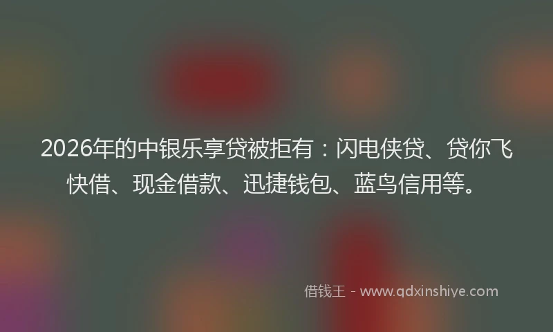 2026年的中银乐享贷被拒有：闪电侠贷、贷你飞快借、现金借款、迅捷钱包、蓝鸟信用等。