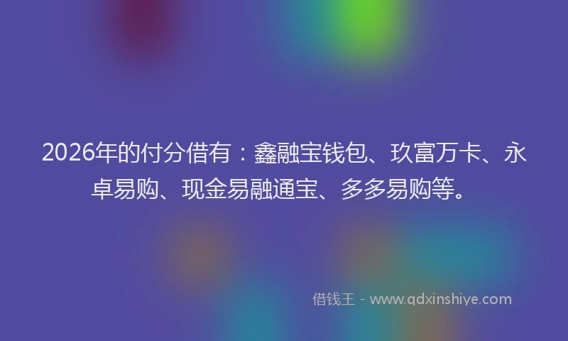 2026年的付分借有：鑫融宝钱包、玖富万卡、永卓易购、现金易融通宝、多多易购等。