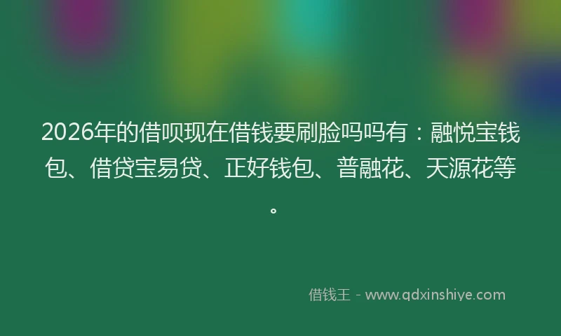 2026年的借呗现在借钱要刷脸吗吗有：融悦宝钱包、借贷宝易贷、正好钱包、普融花、天源花等。