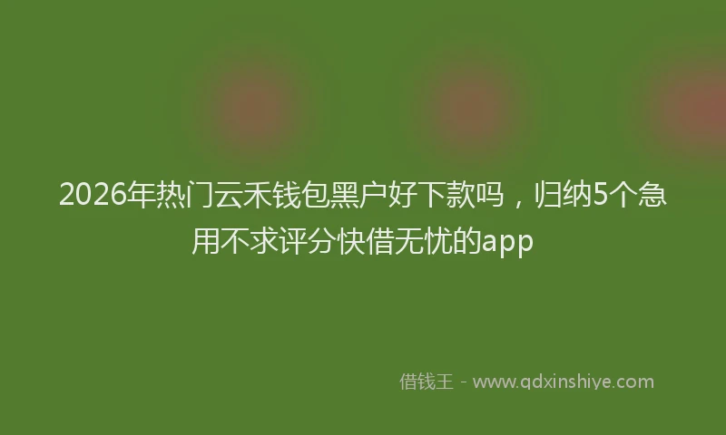 2026年热门云禾钱包黑户好下款吗，归纳5个急用不求评分快借无忧的app