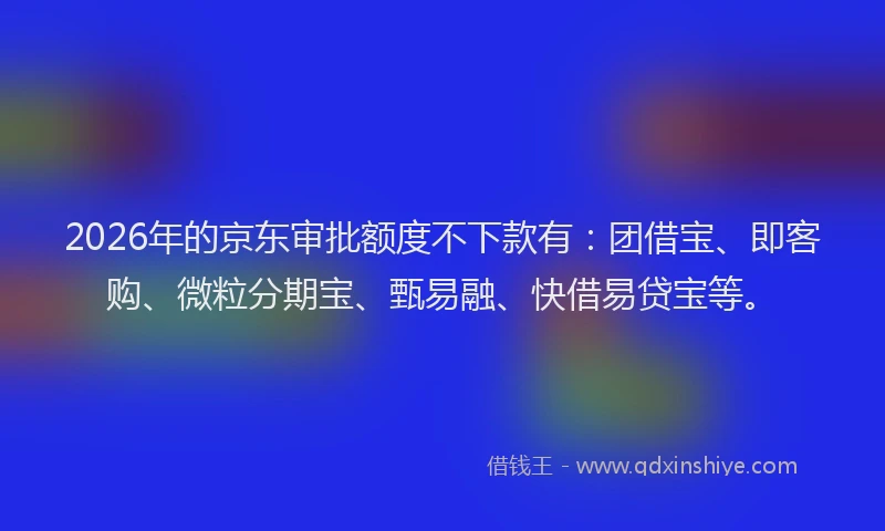 2026年的京东审批额度不下款有：团借宝、即客购、微粒分期宝、甄易融、快借易贷宝等。