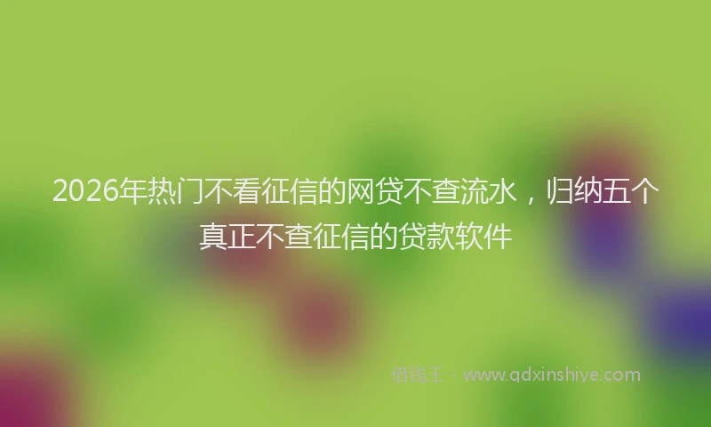 2026年热门不看征信的网贷不查流水，归纳五个真正不查征信的贷款软件