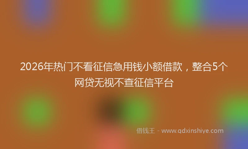 2026年热门不看征信急用钱小额借款，整合5个网贷无视不查征信平台