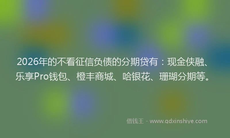 2026年的不看征信负债的分期贷有：现金侠融、乐享Pro钱包、橙丰商城、哈银花、珊瑚分期等。