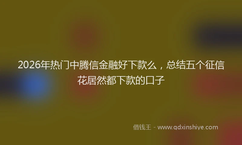 2026年热门中腾信金融好下款么，总结五个征信花居然都下款的口子