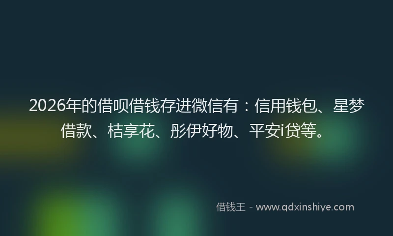 2026年的借呗借钱存进微信有：信用钱包、星梦借款、桔享花、彤伊好物、平安i贷等。