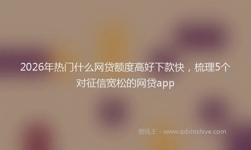2026年热门什么网贷额度高好下款快，梳理5个对征信宽松的网贷app