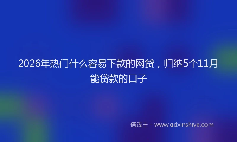 2026年热门什么容易下款的网贷，归纳5个11月能贷款的口子