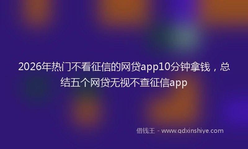 2026年热门不看征信的网贷app10分钟拿钱，总结五个网贷无视不查征信app
