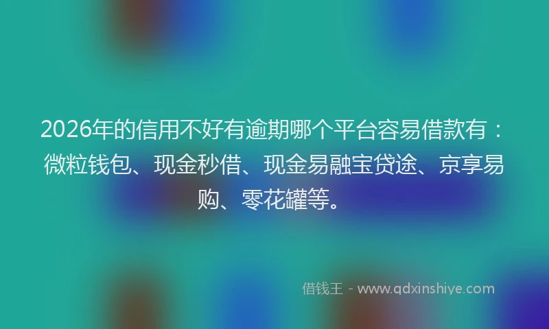 2026年的信用不好有逾期哪个平台容易借款有：微粒钱包、现金秒借、现金易融宝贷途、京享易购、零花罐等。