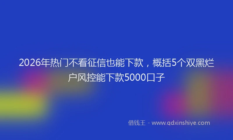 2026年热门不看征信也能下款，概括5个双黑烂户风控能下款5000口子