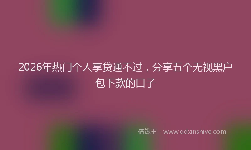 2026年热门个人享贷通不过，分享五个无视黑户包下款的口子