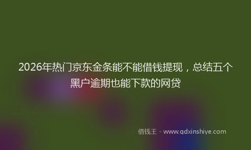 2026年热门京东金条能不能借钱提现，总结五个黑户逾期也能下款的网贷