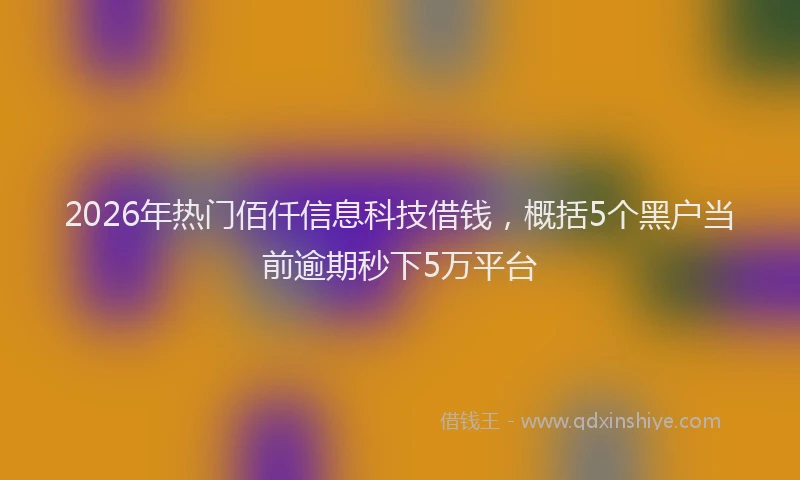 2026年热门佰仟信息科技借钱，概括5个黑户当前逾期秒下5万平台