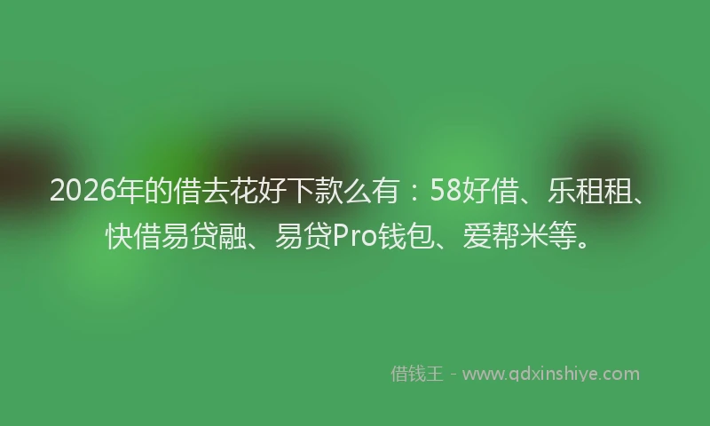 2026年的借去花好下款么有：58好借、乐租租、快借易贷融、易贷Pro钱包、爱帮米等。