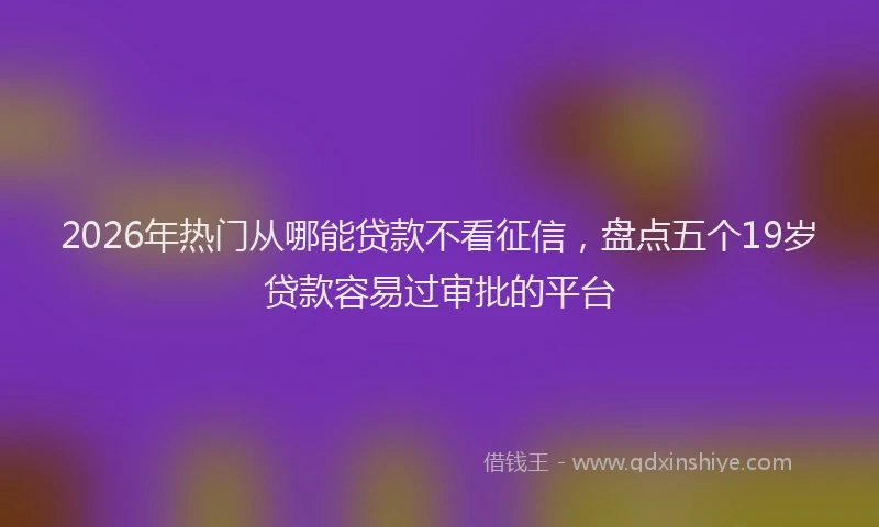 2026年热门从哪能贷款不看征信，盘点五个19岁贷款容易过审批的平台