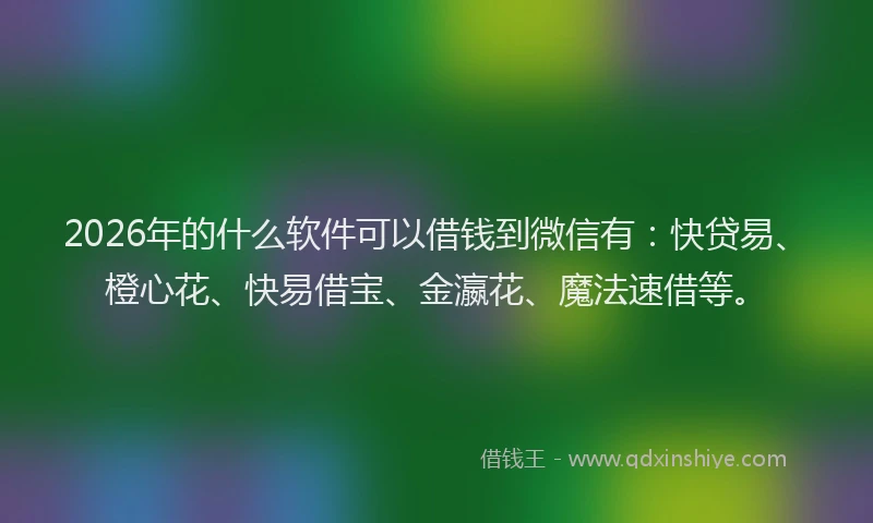 2026年的什么软件可以借钱到微信有：快贷易、橙心花、快易借宝、金瀛花、魔法速借等。