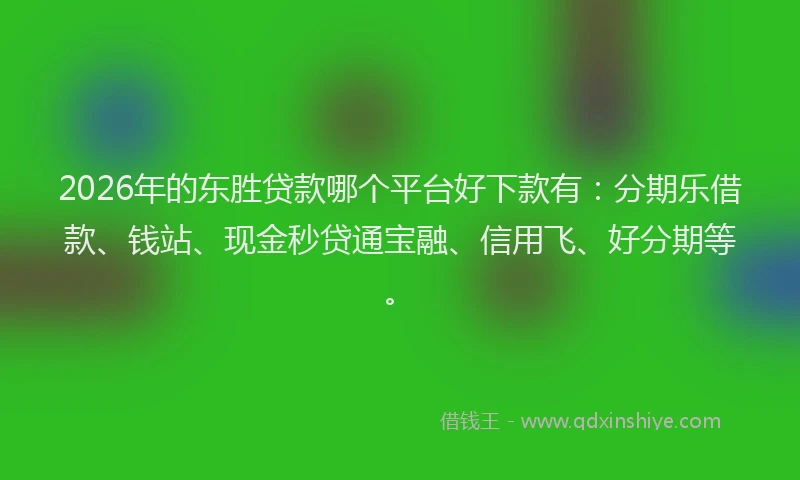2026年的东胜贷款哪个平台好下款有：分期乐借款、钱站、现金秒贷通宝融、信用飞、好分期等。